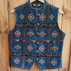 Vintage 90s Gordon & James Southwest Denim Vest - Medium